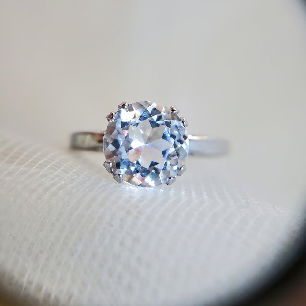 Heavy Gold Electroplated 18K White Gold Size 10 Women's Cubic Zirconia Ring